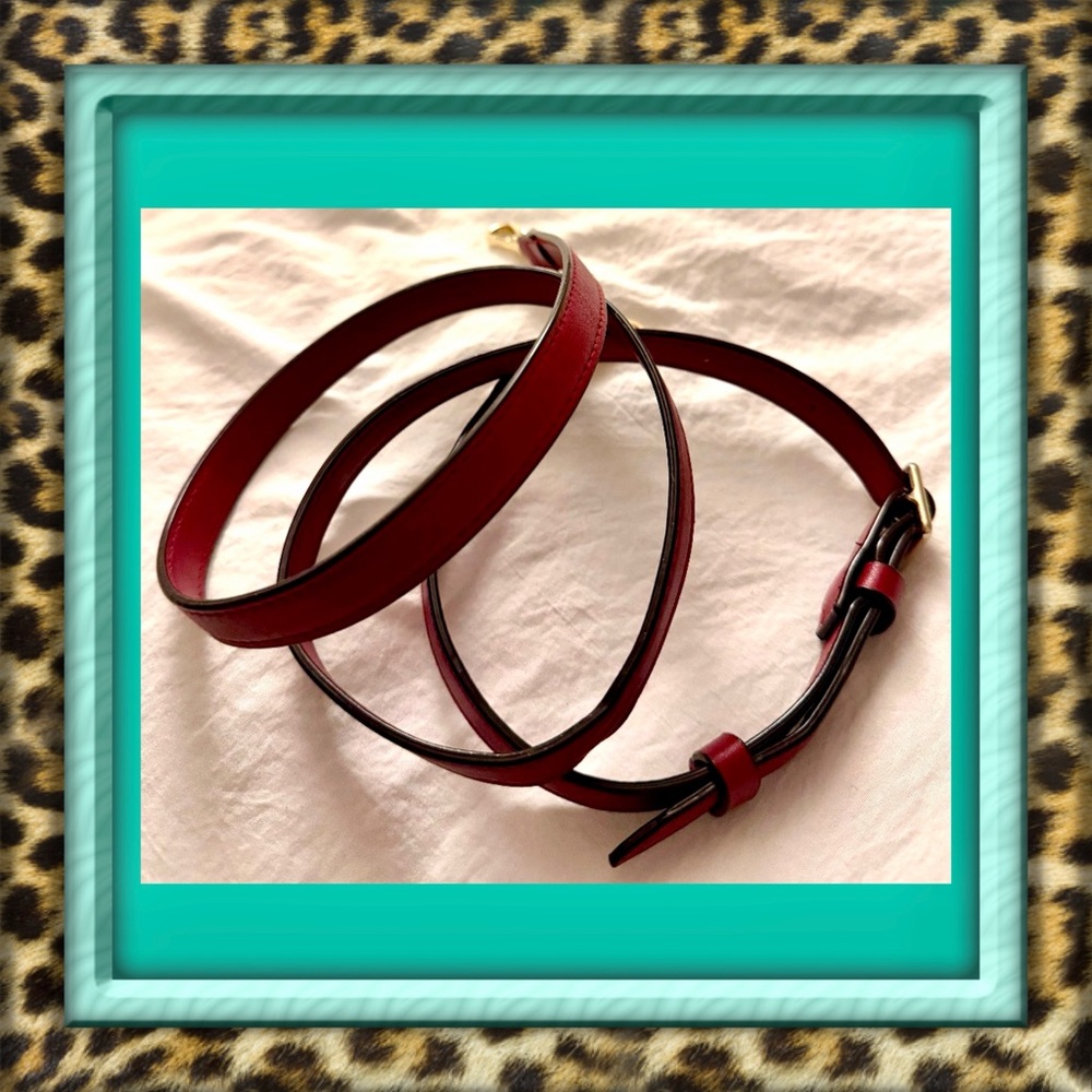 👑✅PRICE FIRM✅ Elegant Dark Red Leather Crossbody Purse Strap